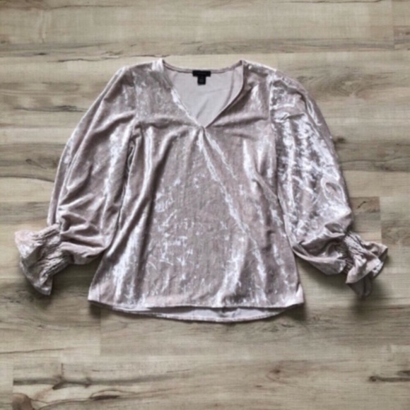 Balloon Sleeve Champagne Glitter Blouse - Picture 1 of 9